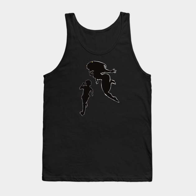 Urusei yatsura Anime characters silhouette Lum and Ataru (Black with White outline) Tank Top by Animangapoi